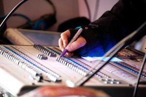 Pictured above is a close up detail of our lighting technician making design notes for the show directly on the mixing desk.